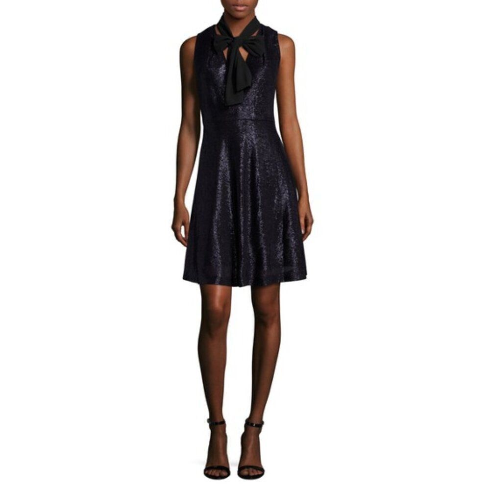 Sandro Ruggia Size 3 Tied Black Fit and Flare Dress - New
